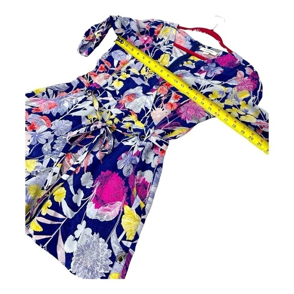 Yumi Kim Blue Floral Silk "Liz" Romper 3/4 Sleeve Silk With Pockets size xS - Picture 17 of 17